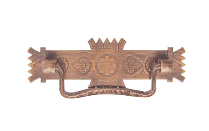 Brass Eastlake Drop Pull ~ 3" On Centers - Antique Brass Finish
