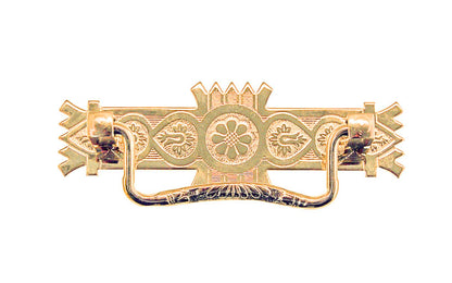 Brass Eastlake Drop Pull ~ 3" On Centers - Non-Lacquered Brass (will patina over time)