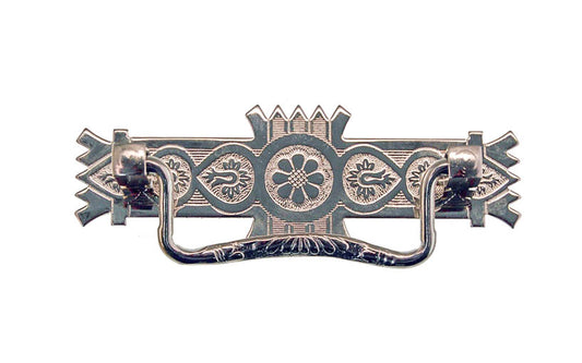 Brass Eastlake Drop Pull ~ 3" On Centers - Polished Nickel Finish