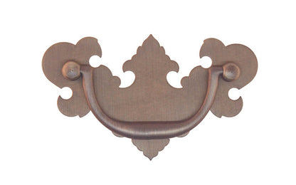 Solid Brass Chippendale Drop Pull ~ 3" On Centers - Antique Brass Finish