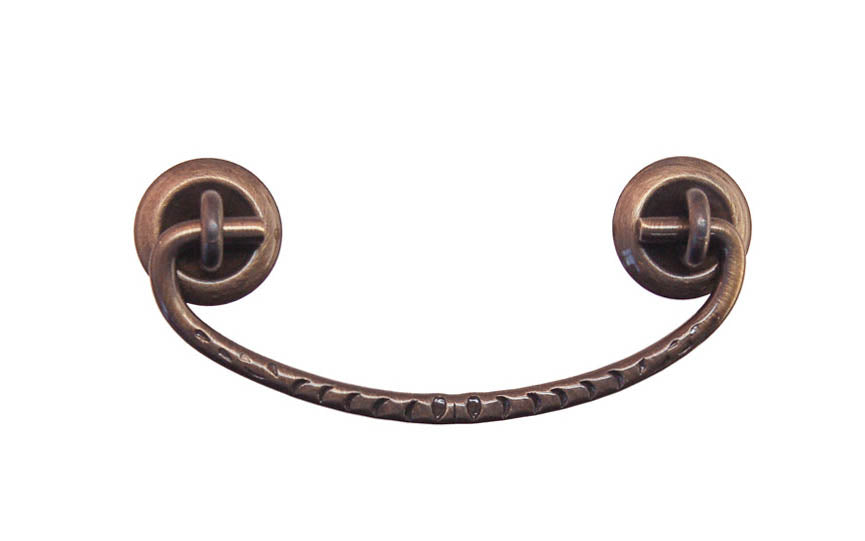 Solid Brass Drop Pull ~ 3" On Centers - Antique Brass Finish