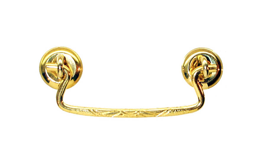 Solid Brass Drop Pull ~ 3" On Centers ~ Non-Lacquered Brass (will patina over time)