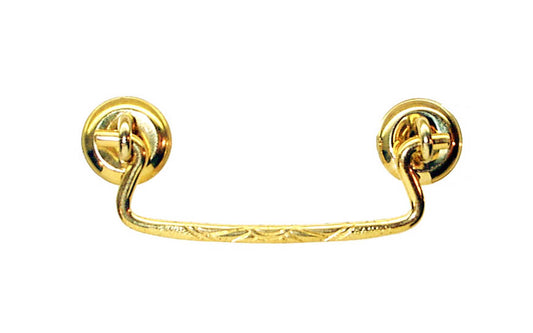 Solid Brass Drop Pull ~ 3" On Centers ~ Non-Lacquered Brass (will patina over time)