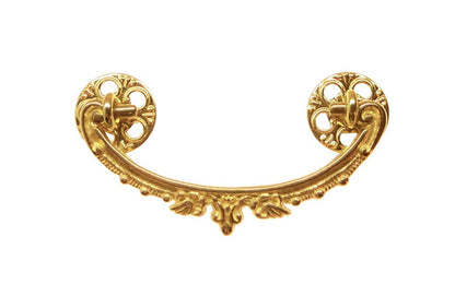 Solid Brass Drop Pull ~ 3" On Centers - Non-Lacquered Brass (will patina over time)
