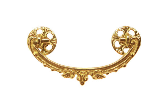 Solid Brass Drop Pull ~ 3" On Centers - Non-Lacquered Brass (will patina over time)