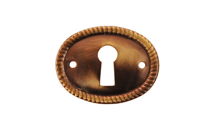 Stamped Brass Horizontal Oval Keyhole ~ Antique Brass Finish