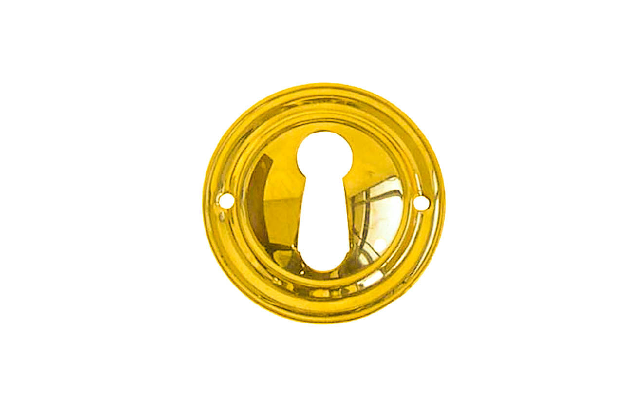 Vintage-style Hardware · This traditional & classic Stamped Brass Round Keyhole is an attractive & stylish keyhole piece made of quality stamped brass material with a nice trim, & adds some character & style to your cabinets, drawers, & furniture. Non-lacquered brass