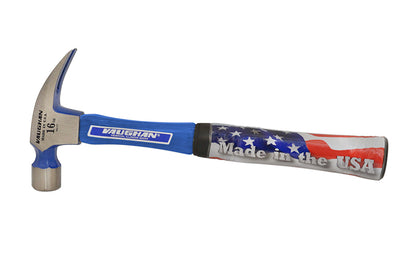 Vaughan FS99 "Pro-16" smooth face rip hammer has a hollow-core fiberglass handle which provides better balance & more effective shock absorption than typical solid fiberglass handles. Slip resistant grip, contoured for comfort. Smooth face 16 oz head weight. Vaughan Mfg Co. Made in USA. 051218124101. Vaughan Rip Hammer