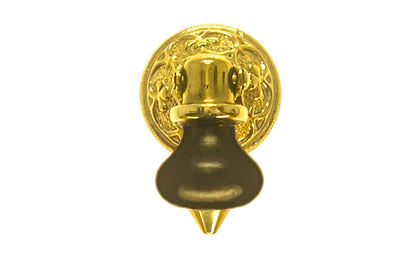 Ebonized Wood Drop Pull with Brass Rosette ~ 1-1/2" Length