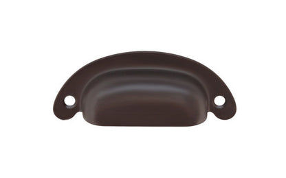 Vintage-style Hardware · Classic Brass Half-Round Bin Pull ~ 2-1/2" On Centers. Heavy gauge stamped brass. Oil rubbed bronze finish. 2-1/2" center to center. Kitchen cabinet pull. Drawer pull handle. Authentic reproduction bin utility pull. Cup bin pull.