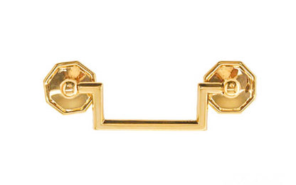 Solid Brass Drop Pull With Square Corners ~ 3" On Centers - Non-Lacquered Brass (will patina over time)