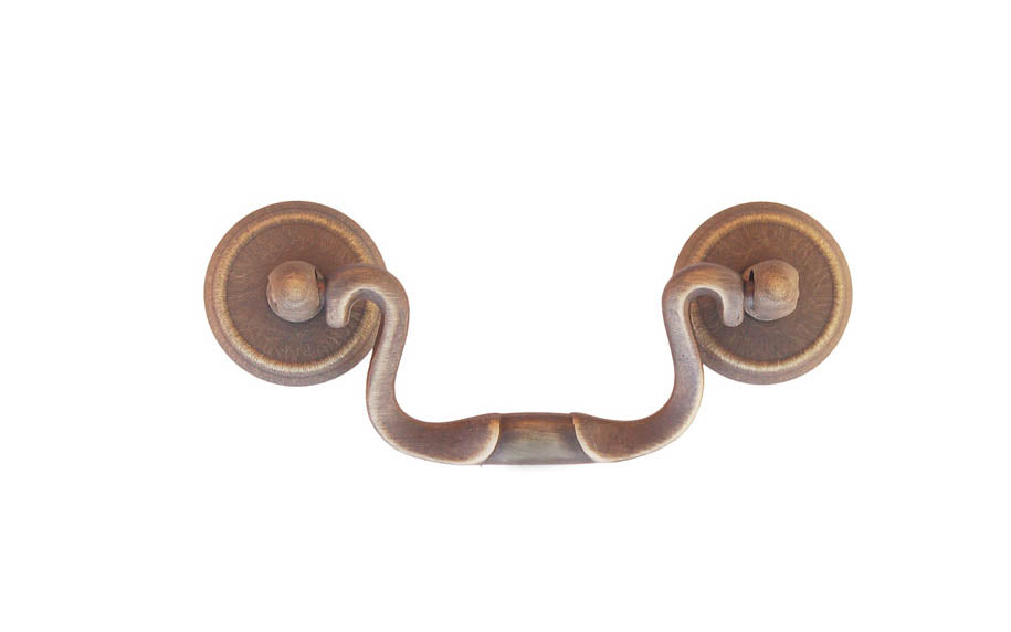 Solid Brass Colonial-Style Drop Pull ~ 2-1/2" On Centers ~ Antique Brass Finish