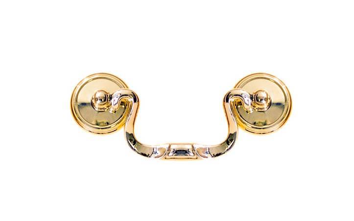 Solid Brass Colonial-Style Drop Pull ~ 2-1/2" On Centers ~ Non-Lacquered Brass (will patina over time)