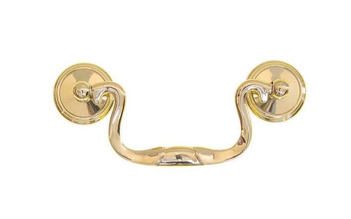 Solid Brass Colonial-Style Drop Pull ~ 3" On Centers ~ Non-Lacquered Brass (Will patina over time)