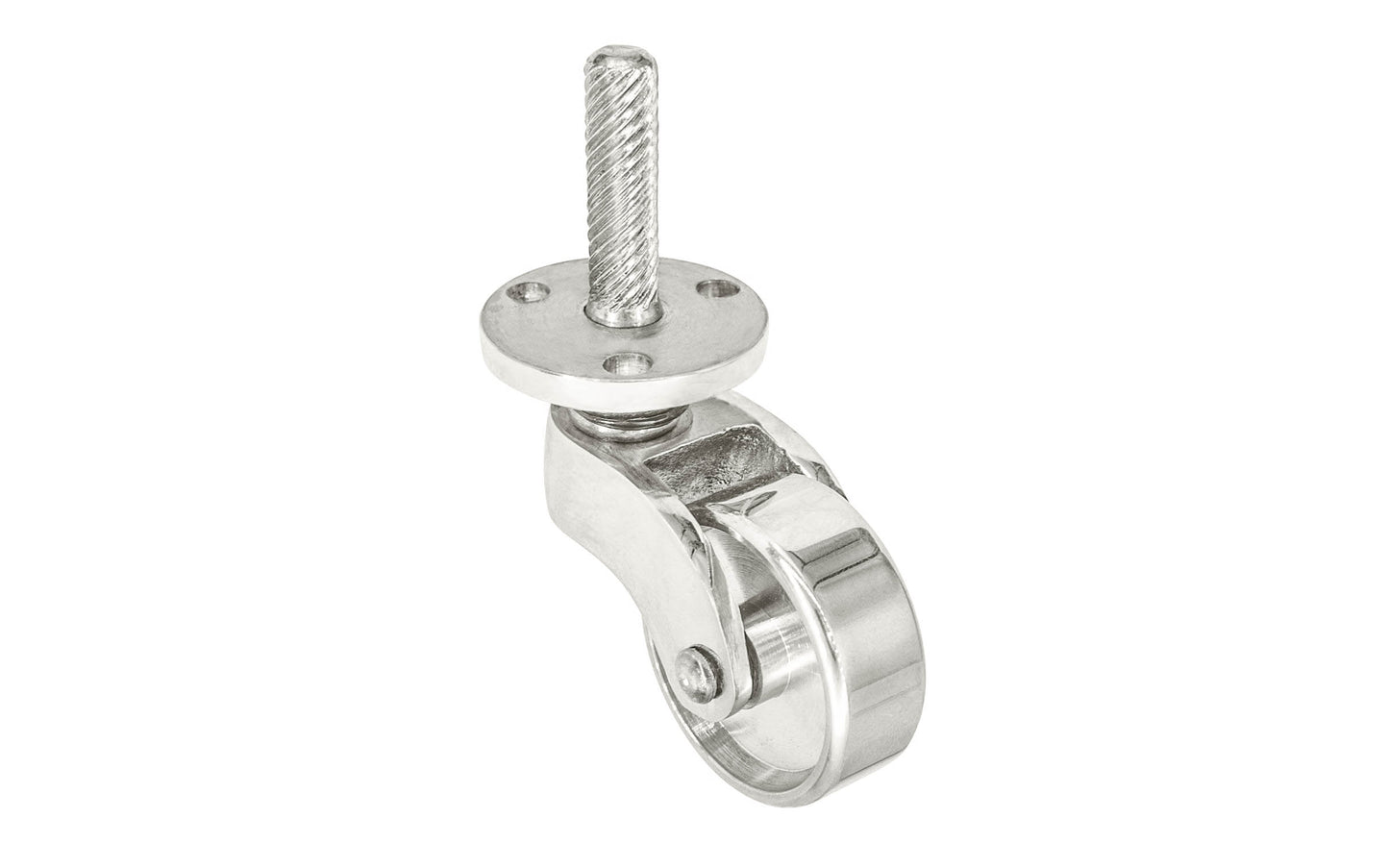 Solid Brass Stem & Plate Caster ~ 1-1/4" Wheel ~ Polished Nickel Finish