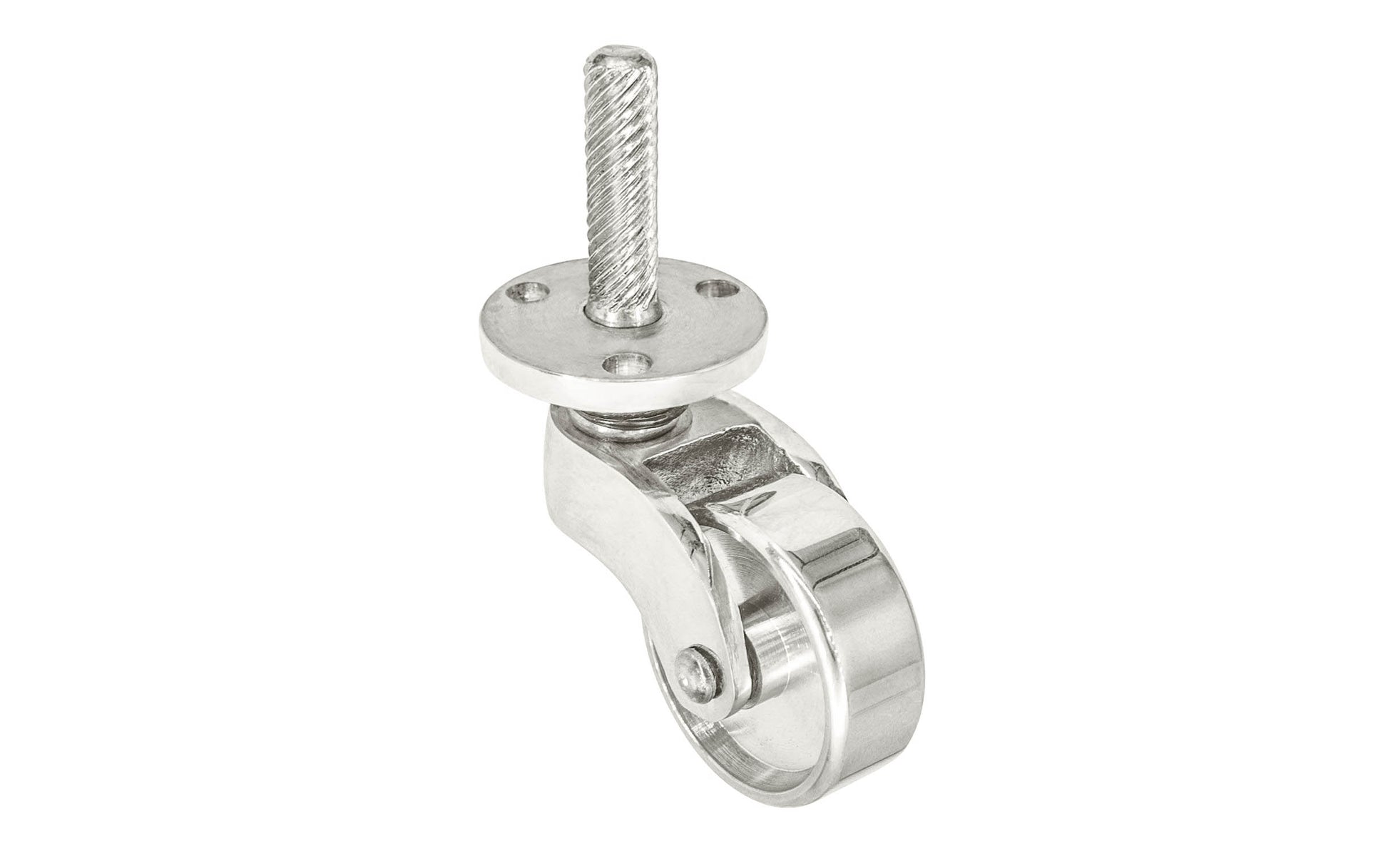 Solid Brass Stem & Plate Caster ~ 1-1/4" Wheel ~ Polished Nickel Finish