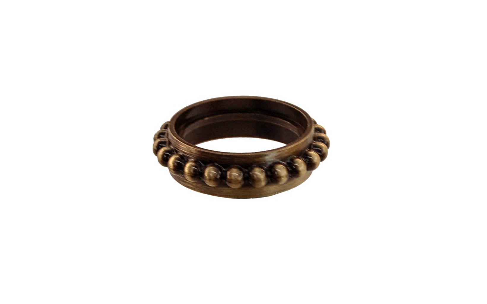 Solid Brass Caster Ring With Beaded Design ~ Antique Brass Finish