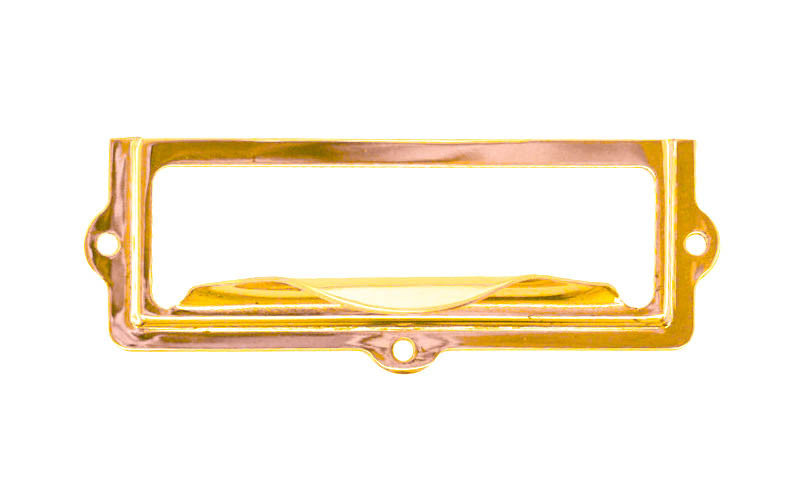 Stamped Brass Label Holder with Pull ~ 2-7/8" x 1" ~ Non-Lacquered Brass (will patina naturally over time)