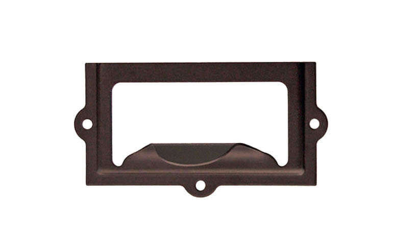 Stamped Brass Label Holder with Pull ~ 2-3/8" x 1-1/4" ~ Oil Rubbed Bronze Finish