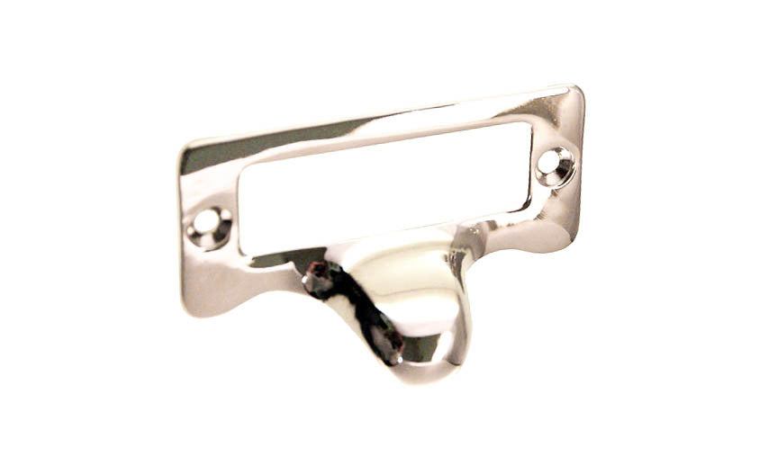 Solid Brass Label Holder with Finger Pull ~ Polished Nickel Finish