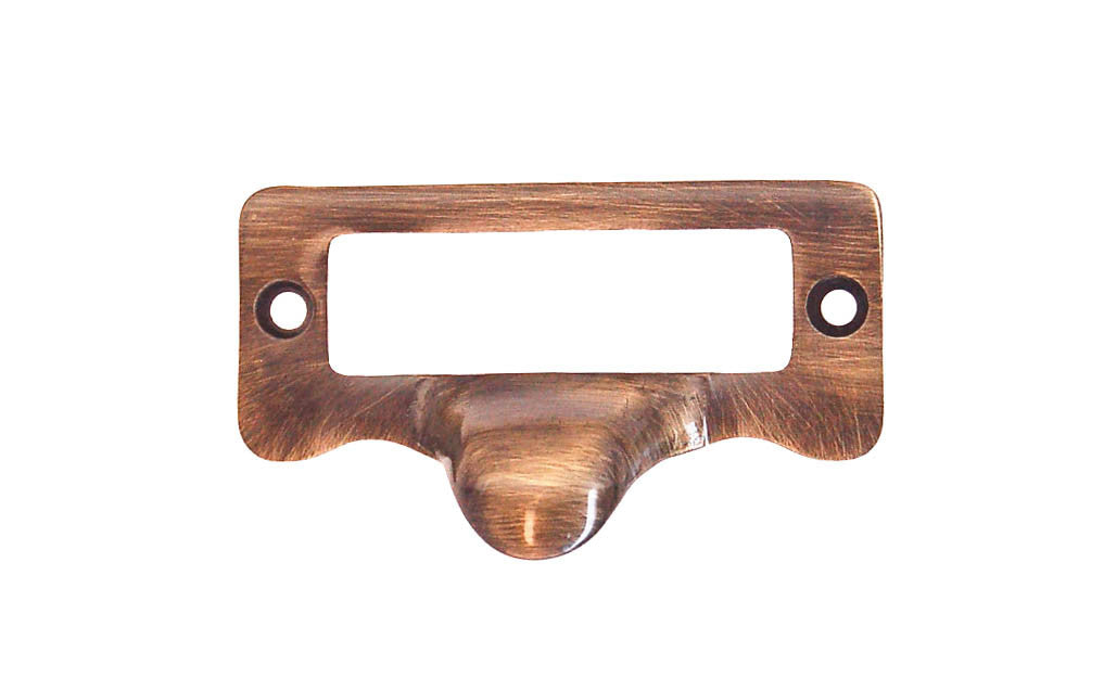 Solid Brass Label Holder with Finger Pull ~ Antique Brass Finish
