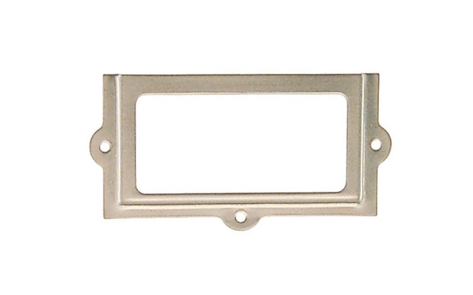 Stamped Brass Label Holder ~ 2-3/8" x 1-1/4" ~ Brushed Nickel Finish