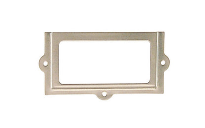 Stamped Brass Label Holder ~ 2-3/8" x 1-1/4" ~ Brushed Nickel Finish