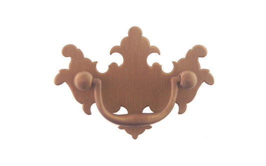 Solid Brass Chippendale Drop Pull ~ 2" On Centers - Antique Brass Finish