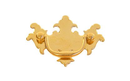 Solid Brass Chippendale Drop Pull ~ 2" On Centers - Non-Lacquered Brass (will patina over time)