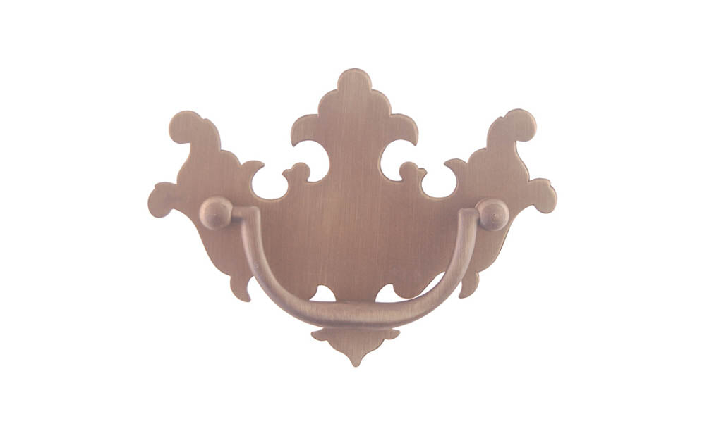 Solid Brass Chippendale Drop Pull ~ 2-1/2" On Centers - Antique Brass Finish