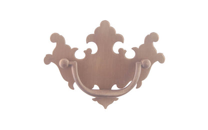 Solid Brass Chippendale Drop Pull ~ 2-1/2" On Centers - Antique Brass Finish