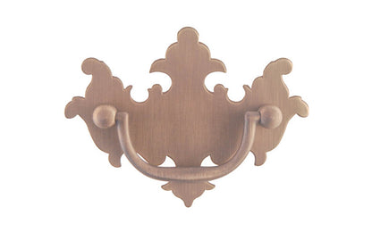 Solid Brass Chippendale Drop Pull ~ 3" On Centers - Antique Brass Finish
