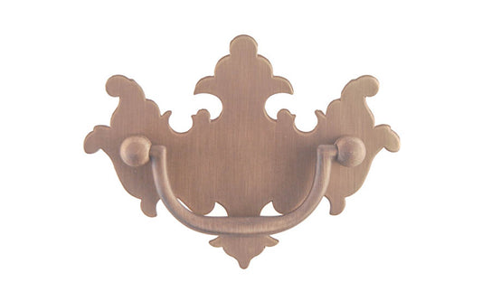 Solid Brass Chippendale Drop Pull ~ 3" On Centers - Antique Brass Finish