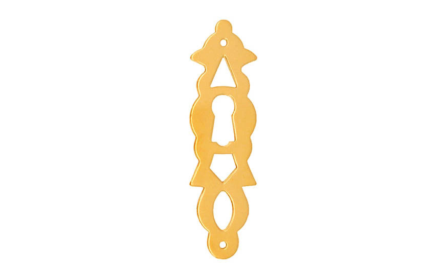 Solid Brass Vertical Chippendale Keyhole ~ Non-Lacquered Brass (will patina naturally over time)