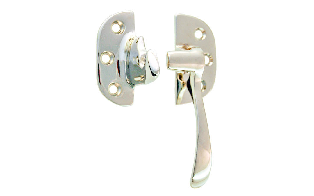 Solid Brass 3/8" Offset Ice Box Latch ~ Right Hand ~ Polished Nickel Finish