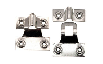 Traditional hangers for storm windows & screens. This hanger set allows storm sashes & screens to be easily removed. The hangers are made of zinc-plated steel which helps against corrosion due to weather. May be used on sashes hung flush with the casing, & or sashes set out of the casing