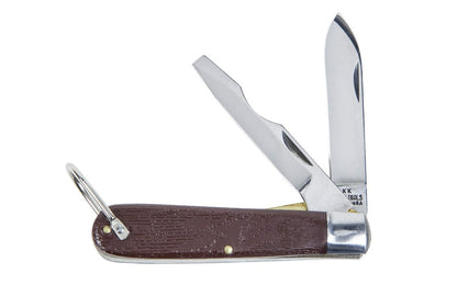 Klein Tools - Model 1550-2 - Made in USA - Multi-purpose tool for everyday convenience - Klein Tools Pocket Knife - high carbon steel - Two-Blade Pocket Knife - 2-blade pocket knife - Standard Spearpoint Blade - Screwdriver-Tip Blade - Klein's portable pocket knife - Lineman's Pocket Knife - With Loop - faux wood grain - 092644442025