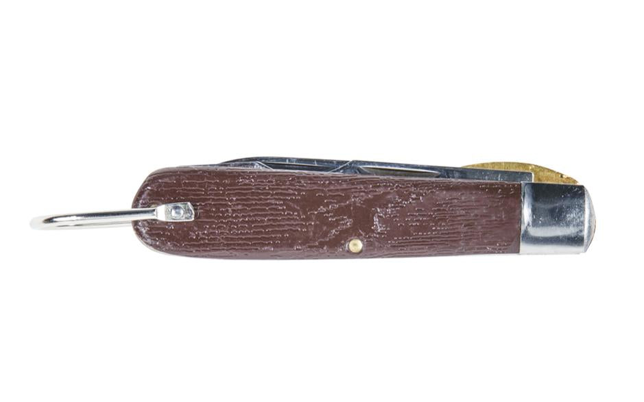 Klein Tools - Model 1550-2 - Made in USA - Multi-purpose tool for everyday convenience - Klein Tools Pocket Knife - high carbon steel - Two-Blade Pocket Knife - 2-blade pocket knife - Standard Spearpoint Blade - Screwdriver-Tip Blade - Klein's portable pocket knife - Lineman's Pocket Knife - With Loop - faux wood grain - 092644442025