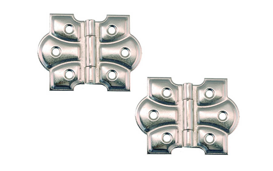 Embossed Ornamental Cabinet Hinges ~ 2-3/8" x 1-3/4" ~ Polished Nickel Finish
