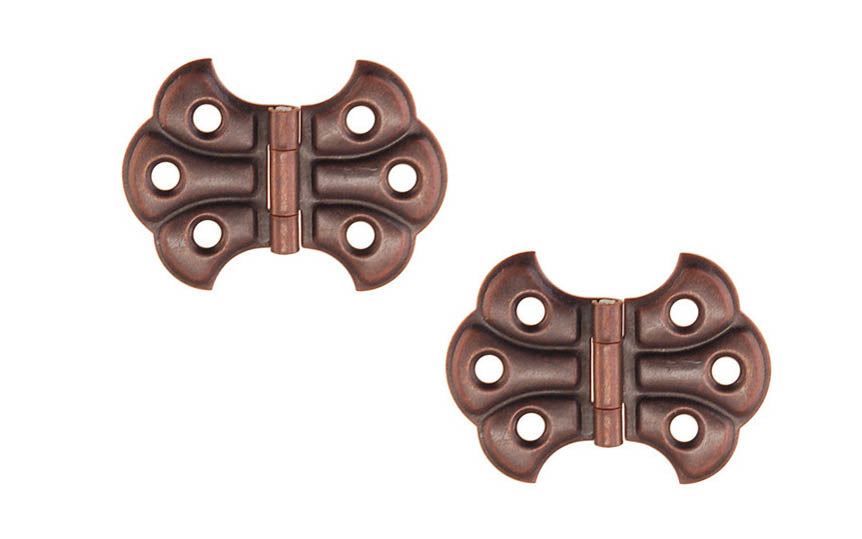 Embossed Ornamental Cabinet Hinges "Butterfly Style" ~ 1-15/16" x 1-7/16" ~ Antique Copper Finish