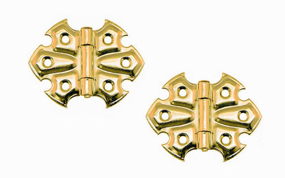 Embossed Ornamental Cabinet Hinges ~ 2-7/16" x 1-7/8" ~ Brass Finish