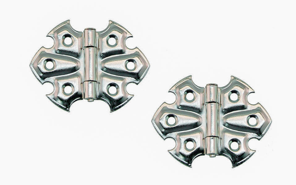 Embossed Ornamental Cabinet Hinges ~ 2-7/16" x 1-7/8" ~ Polished Nickel Finish