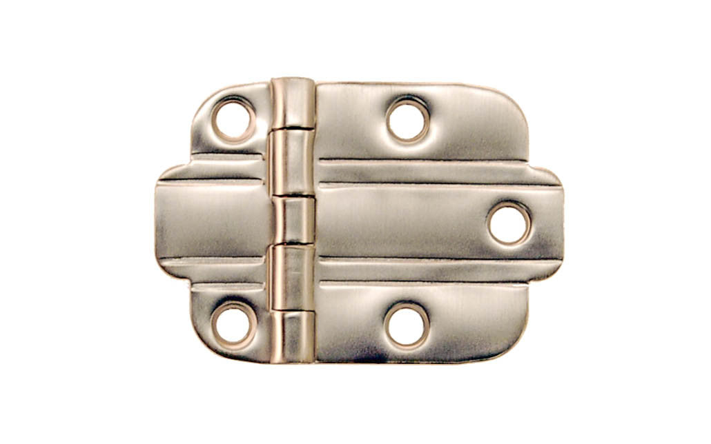 Solid Brass "Art Deco" Hinge ~ Brushed Nickel Finish