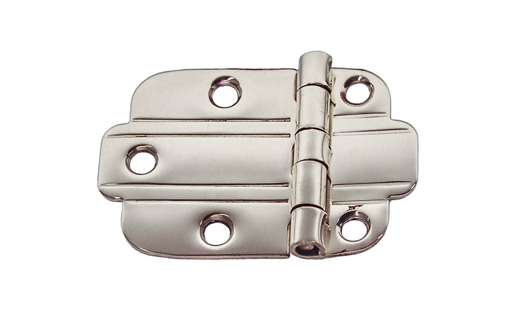 Solid Brass "Art Deco" Hinge ~ Polished Nickel Finish