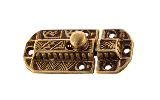 Ornate Spring-Loaded Latch Catch ~ Antique Brass Finish