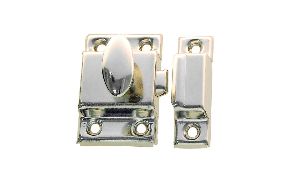 Stamped Steel Cabinet Latch ~ Polished Nickel Finish