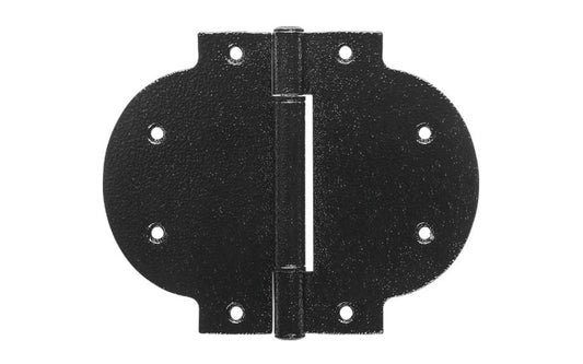 This 3-1/2" HD Black Finish Arched T-Hinge has a decorative arched design with texture powder coat, designed for applications with narrow mounting surfaces, such as gates, barn & shed doors, storage bins, & tool boxes. National Hardware Catalog Model N109-026. 886780017687