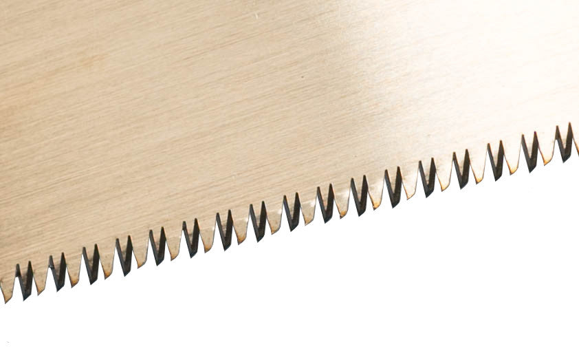 Made in Japan · Gyokucho Saw #291 ~ Crosscut Teeth: 18 TPI ~ Rip Teeth: 9 TPI ~ Compact sized saw - great for a toolbox ~ Impulse Hardened Teeth ~ Black hard plastic handle with EVA coated grip ~ Blade is removable ~ A "Ryoba Nokogiri" is a special double-sided Japanese pull-saw