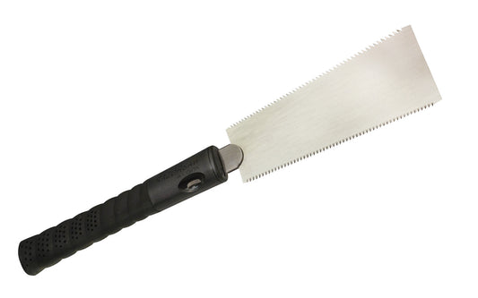 Made in Japan · Gyokucho Saw #291 ~ Crosscut Teeth: 18 TPI ~ Rip Teeth: 9 TPI ~ Compact sized saw - great for a toolbox ~ Impulse Hardened Teeth ~ Black hard plastic handle with EVA coated grip ~ Blade is removable ~ A "Ryoba Nokogiri" is a special double-sided Japanese pull-saw