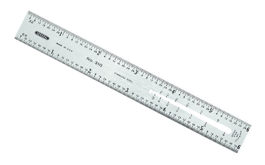 General Tools 6" Flexible Stainless Steel Rule ~ Model No. 310 ~ Made in USA ~ American (B & S) wire gauge on rule ~ Readings in 32nds & 64ths - Etched graduations ~ 038728320728